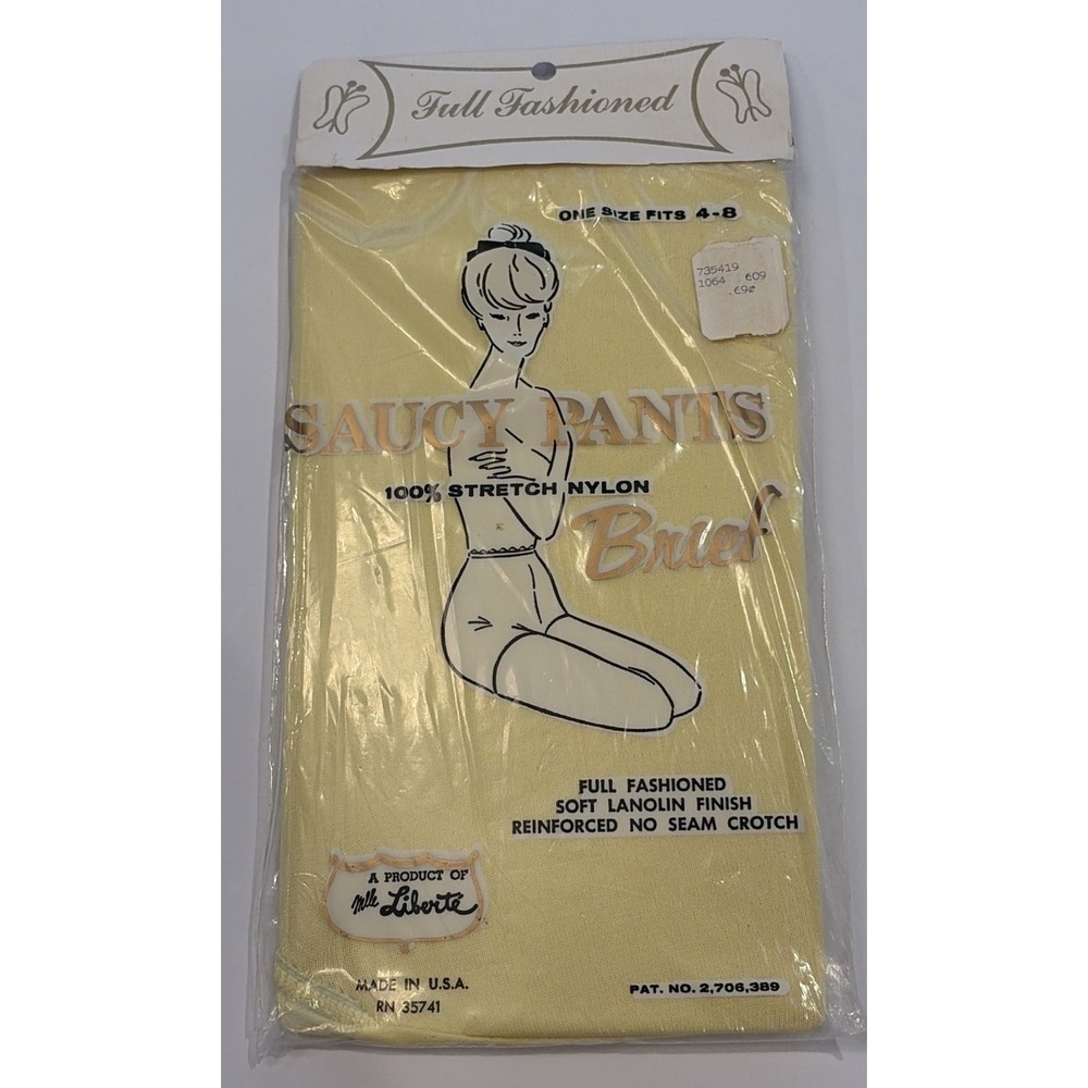 Vintage 60s Saucy Pants Mlle Liberte Yellow Stretch Nylon Panties NOS Sealed 4-8